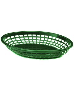 Tablecraft 1084FG Oval Plastic Basket, 11-3/4"X8-7/8"X1-7/8", Forest Green (Case of 36)