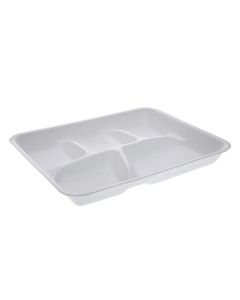 Pactiv YTH10500SGBX 5-Compartment Foam School Lunch Tray, White (Case of 500)