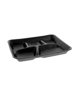 Pactiv YTHB0500SGBX 5-Compartment Foam School Lunch Tray, Black (Case of 500)