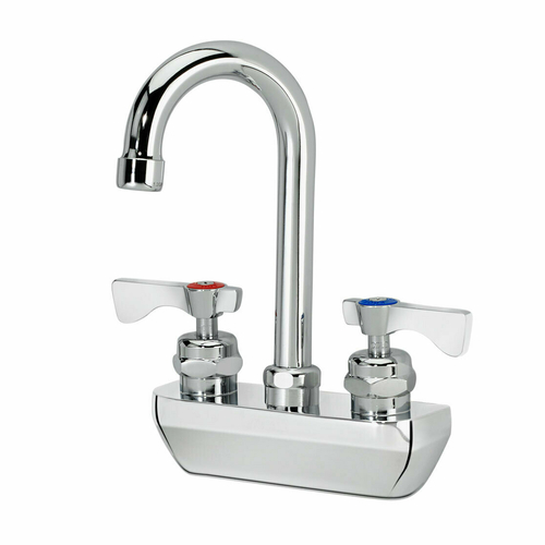 Krowne Metal 14-400L 4" Center Wall Mount Faucet w/ 3-1/2" Wide Gooseneck Spout