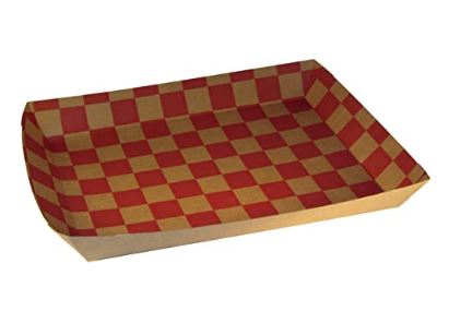 SPQ 8195 Paper Food Tray, Checked Red/Kraft (Case of 250)