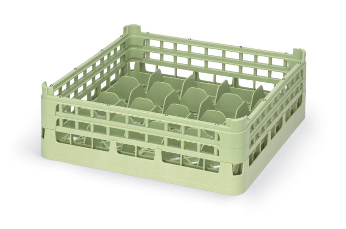 Vollrath 52676 Full Size Cup Rack, 16-Compartment, PP, Light Green